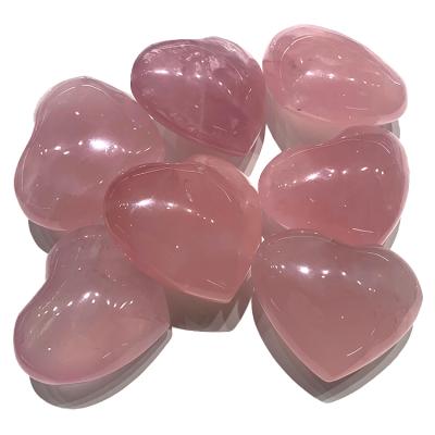 China Wholesale Donghai Natural Fancy Rose Crystals Stone Palm Heart Shaped Rose Stars Pink Crystal Heart Stone for Healing for sale