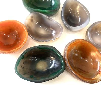 China Wholesale Natural Europe Agate Quartz Bowl Healing Agate Quartz Ashtray Craved Agate Ashtray Craft For Decoration for sale