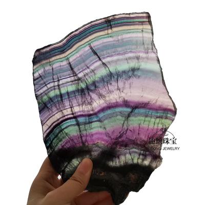 China Wholesale Donghai Natural Leaf Rainbow Crystal Original Slate Used Crystal Fluorite For Home Decoration Gifts for sale