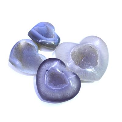 China Wholesale Natural Heart Shaped Agate Mineral Crystal Heart Shaped Donghai Group Crystal Cave For Home Decoration for sale