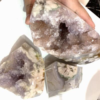 China High Quality Sakura Pink Amethyst Geode For Crystal Green Cherry Rose Amethyst Natural Geode Wholesale From China for sale