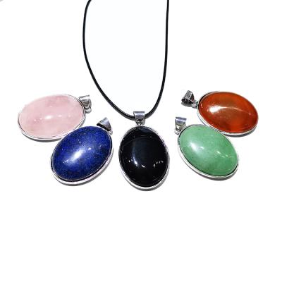 China China Natural Original Stone Crystal Necklace Quartz Pendant Crystal Healing Around Silver Rim Pendant Decoration for sale