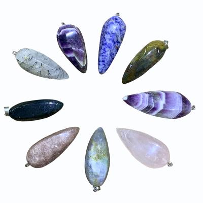 China Wholesale Natural Water Shaped Pendant Necklace from Donghai Crystal Pendant Hand Craft Gemstone for Necklace for sale