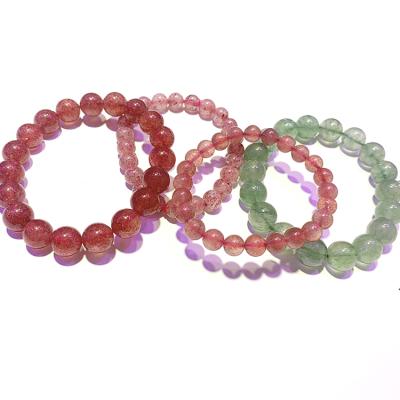 China Wholesale Natural Strawberry Quartz China Strawberry Crystal Mascot Bracelet For Love Polished Strawberry Crystal Bracelet for sale