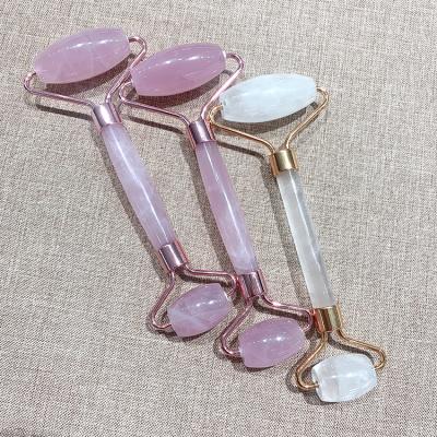 China Donghai Wholesale Natural Double Healing Beautiful Gemstone Massage Roller Crystal Roller For Face Care for sale