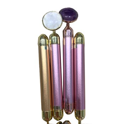 China Donghai Natural Skin Jade Crystal Small Face Roller Guasha Roller Facial Massager for sale