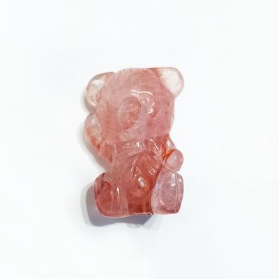 China Wholesale China Red Gum Natural Flower Healing Bear Crystal Polishing Crystal Handwork Small for sale