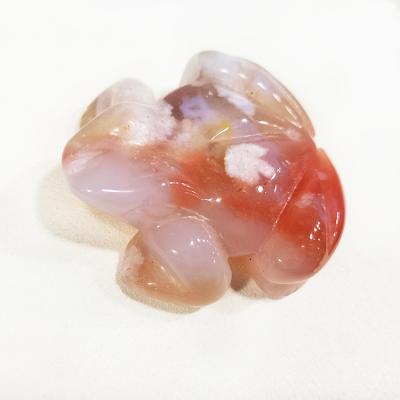 China 2021 Wholesale Natural Agate Flower Donghai Cherry Blossom Crystal Frog For Gift for sale