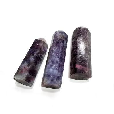 China China Wholesale Natural Crystal Crafts Head High Quality Plum Flower Tourmaline Wand Polished Purple Tourmaline Tower For Healing for sale