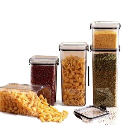 China Freshness Preservation Kitchen Grains and Cereals Storage Jar Square Transparent Sealing Jar Snacks Dried Fruit Storage Fresh Jar for sale