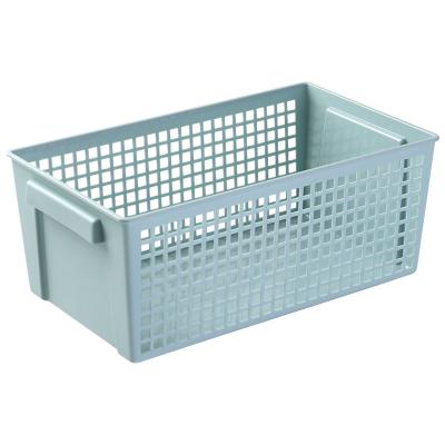 China Desktop Snack Storage Staples Shelving Basket Box Shelving Shelving Sundries Hollow Plastic Rectangular Basket Viable Storage for sale