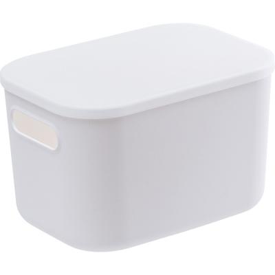 China Wholesale Finished Box Japanese Style Kitchen Storage Basket Bathroom Storage Basket Lid Simple Pure White Viable Storage Box for sale