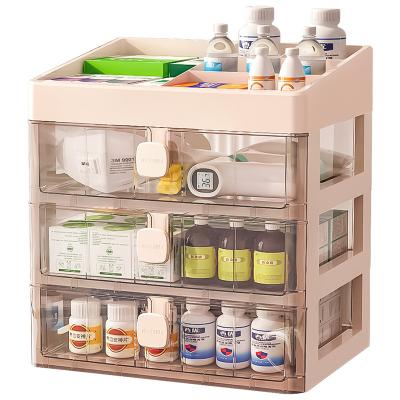 China Sustainable Medicine Box Household Large Capacity Storage Cabinet Drug Classification Drawer Shelves Storage Drug Boxes for sale