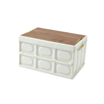 China Sustainable Folding Wood Lid Outdoor Thickened Plastic Storage Box for sale