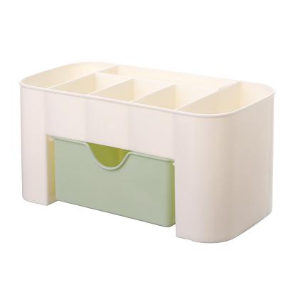 China Viable Multi-Function Makeup Storage Box Stationery Desktop Drawer Storage Box Office Plastic Cosmetic Storage Box for sale