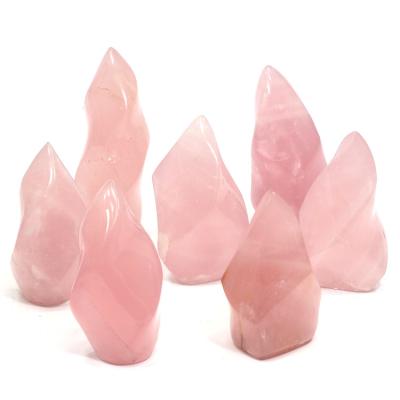 China Wholesale Europe natural pink crystal tower ornaments rose quartz flame torch for sale