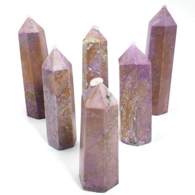 China Wholesale 100% natural crystal energy emission phosphosiderite crystal tower of real Europe sexangle pillar for sale