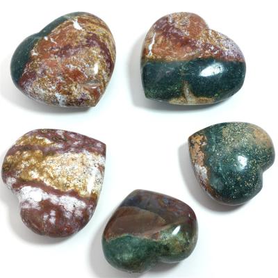 China Wholesale Natural Europe Crystal Heart Loving Stones Hand Decorations Ocean Jasper Home Heart for sale