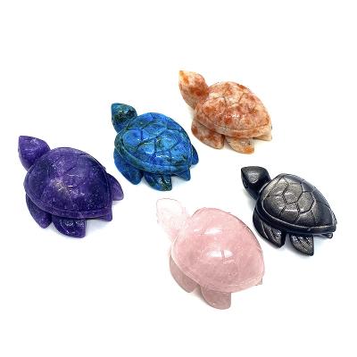 China Wholesale Europe Natural Crystal Hand-carved Home Decoration Quartz Stone Sea Turtle Carvings for sale