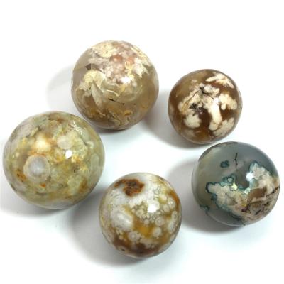 China Europe Wholesale Natural Crystal Spheres Petals Grain Decoration For Healing Flower Agate Ball for sale