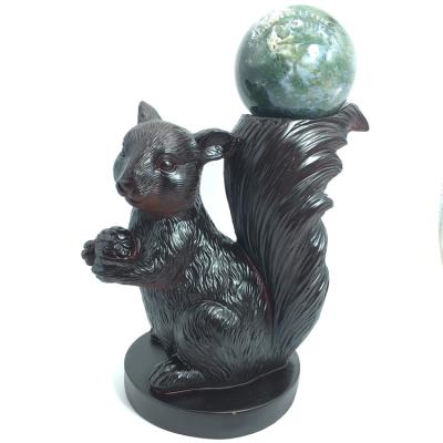 China Wholesale crystal sphere holder squirrel home decoration burlywood crystal ball stands for sale