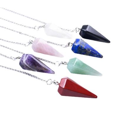 China Hot-selling Europe Natural Crystal Hexagonal Stone Cone Meditation Hypnotic Pendulum for Divination for sale