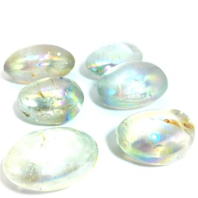 China Wholesale Europe Natural Crystal Hand Pieces Polished Plating Clear Color Quartz Palm Stone For Relax for sale