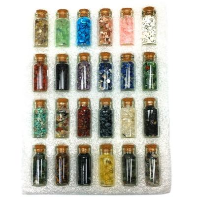 China Wholesale Europe natural polished crystal gravel mini 24 bottles for one set decoration home chips stone bottle for sale