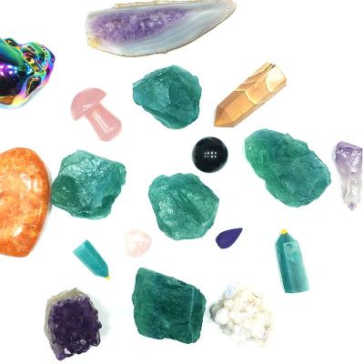 China Wholesale Natural Crystal Decoration Raw Stones Europe Kilogram Jumbo Size Green Fluorite Stone for sale