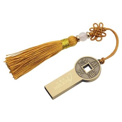 China Promotion\Business\New School\Office Style USB2.0 Gifts Pendrive 8gb 64gb Corporate Flash Drive Customized Copper Coin Usb Flash Drive With Lanyard for sale