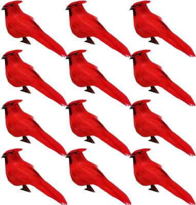 China Eco-Friendly Recycle Birds Artificial Red Cardinal with Inch Christmas Clip-5.0 Birds Cardinal Clip for Christmas Tree Ornament Decorations for sale