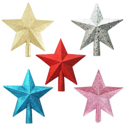 China Eco-Friendly Recycle Christmas Tree Topper Star Tree Topper Glittered Christmas Tree Decorations 10Inch For Indoor Home Decor for sale