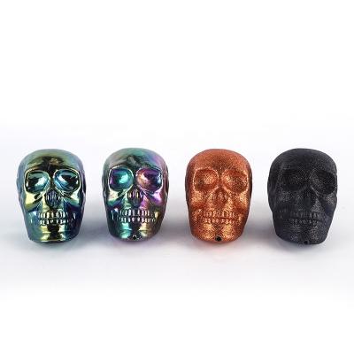 China Party Decoration Halloween Scary Plastic Head Props Realistic Skeleton Statue Halloween Head Decors for sale