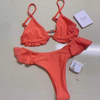 China New Breathable Custom Red Ruffle Triangle Bikini Sexy Bikini Swimwear For Women Swimwear for sale