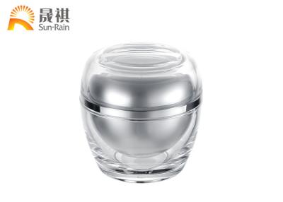 China Empty Acrylic Plastic Cosmetic Jars Silver Aluminum 50ml For Skin Care Packaging for sale