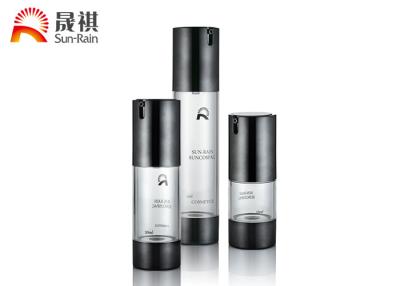 China Round AS Black Cosmetic Bottle Packaging For Skin Care Cream , 15ml 30ml 50ml for sale