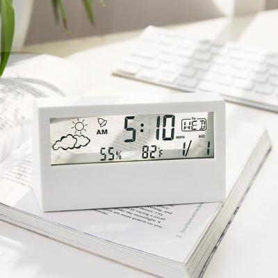 China Calendars LCD Clock Desktop Clock Temperature Humidity Meter Electronic Alarm Clock for sale