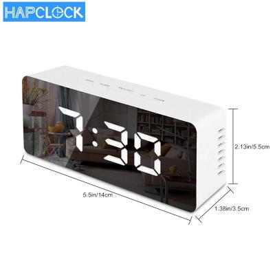 China Calendars Wake Up Light Mirror Alarm Clock Temperature Display Home Decoration LED Electronic Mirror Alarm Clock for sale