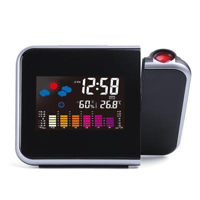 China Classes Colorful Digital Table LED Light Alarm Clock Weather Station Projection Alarm Clock Radio for sale