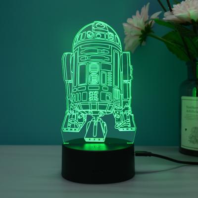 China New 7colors Action Number Robot R2D2 3D LED Visual Night Lights Decoration for Star Wars Fans Kids Friends as Bedroom Table Desk Lamp for sale