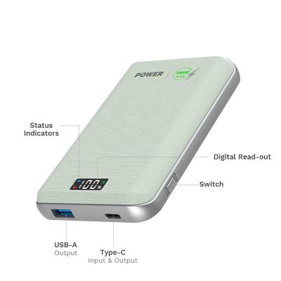 China Small High Capacity Li-Polymer USB-C Magnetic Wireless Portable Backup Charging Charger Power Bank Wireless Magnetic Fast Input-Output Custom Slim Interface for sale