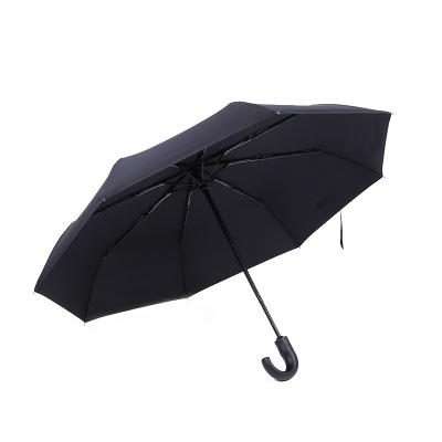 China 2022 Superior Water Repellency Black High Quality Windproof Drinking Black Automatic Triple Folded Umbrella New for sale