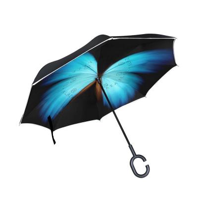 China Umbrellla cheap price fashional classic folding leaf shaped reverse rain umbrella for sale