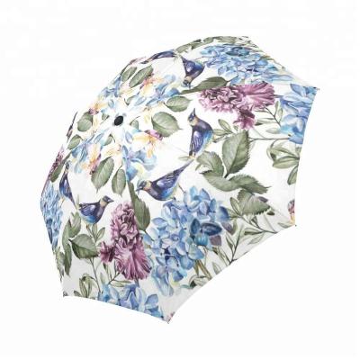 China Promotional Folding Flowers Print Short Handle 3 Times Gift Umbrella For Couples for sale