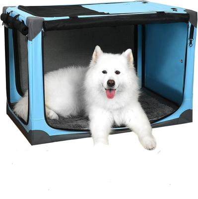 China Dog Crates For Medium Dogs Portable Three Door Folding Dog Kennel Houses Soft Sided Crate For Sustainable Indoor And Outdoor Training for sale