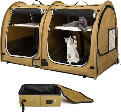 China 2 Viable Portable Pet Carriers for Cats Cat Condo Collapsible for Car Travel with Portable Carry Bag Hammocks Mats and Trash Can for sale