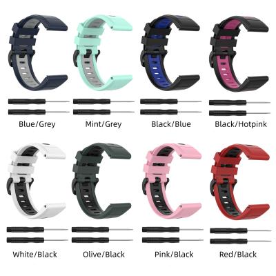 China 20mm 22mm 26mm Adjustable Silicone Watch Band For Garmin Fenix ​​6S/6/6X Strap Quick Release Dual Color Rubber Strap for sale