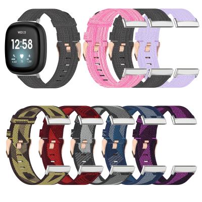 China Fashion\Dress Luxury Popular Colorful Nylon Watch Strap For Fitbit Versa3 / Sense Smart Watch Band Fabric Replaceable Wristband for sale