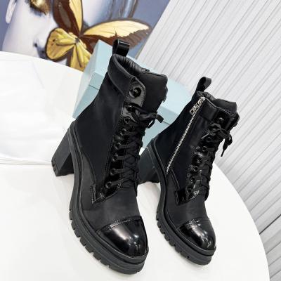 China Flat Brand New Winter Boots Women Leather Ankle Boots for Women Combat Boots Shoes with High Quality Fast Shipping from USA Black for sale