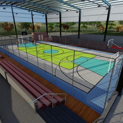 China Structural Roofing Temporary Interlocking Prefabricated Steel Structural Gymnasium Court Basketball Tennis Gym Badminton Court for sale